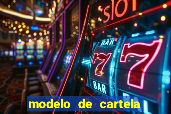 modelo de cartela para bingo