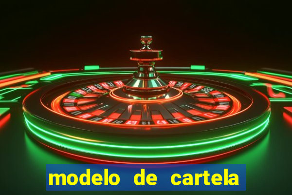 modelo de cartela para bingo