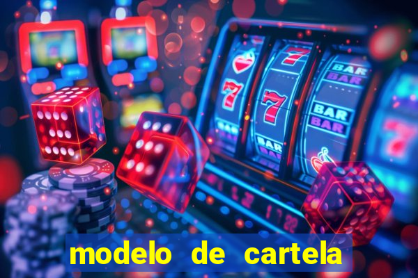 modelo de cartela para bingo